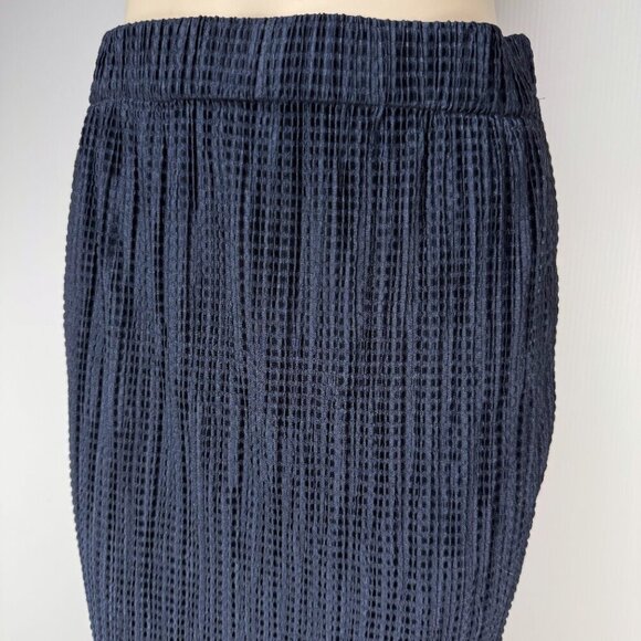 ANTHRO SABINA MUSAYE Odelle Pencil Sailor Chic Textured Navy Blue Midi Skirt‎ S - Picture 3 of 10